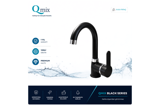 LÜX DELTA LAVABO BATARYASI-SİYAH
