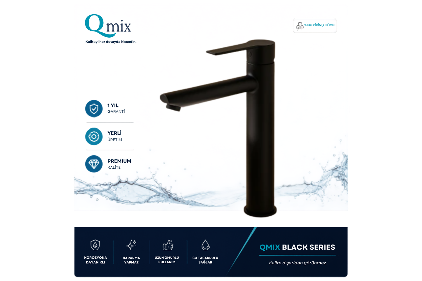 LÜX ÇANAK LAVABO BATARYASI-SİYAH