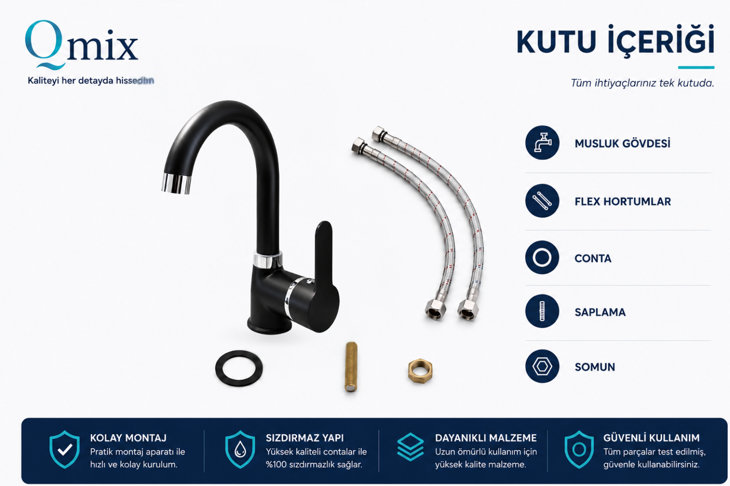 LÜX DELTA LAVABO BATARYASI-SİYAH