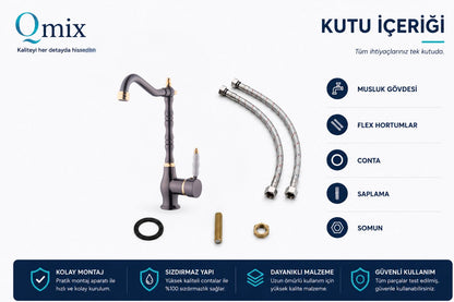 RUSTİK MUTFAK BATARYASI-FÜME,GOLD