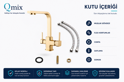 ARITMALI LÜX KARE MUTFAK BATARYASI-GOLD